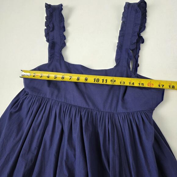 Free People Dress Womens Small Navy Maxi Ruffle Strap Tie Back Pockets OB1134716 - Picture 15 of 16